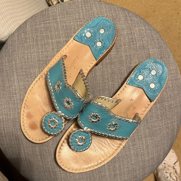 Jack Rogers hard to find turquoise blue with silver accent sandals size 6 - Picture 6 of 6